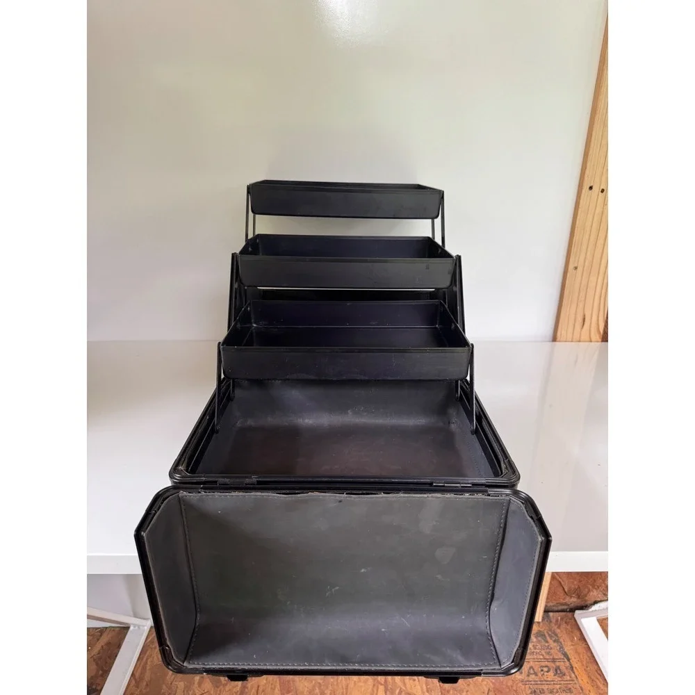 MAC Cosmetics Professional Makeup Train Case Organizer Black Grey Tiered Trays